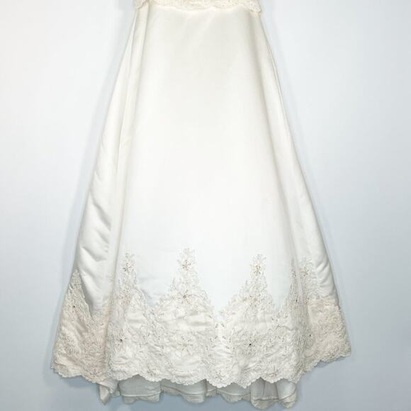 Oleg Cassini Ivory Satin Beaded Beaded Ball Gown Bridal Wedding Dress NWOT - Picture 3 of 16